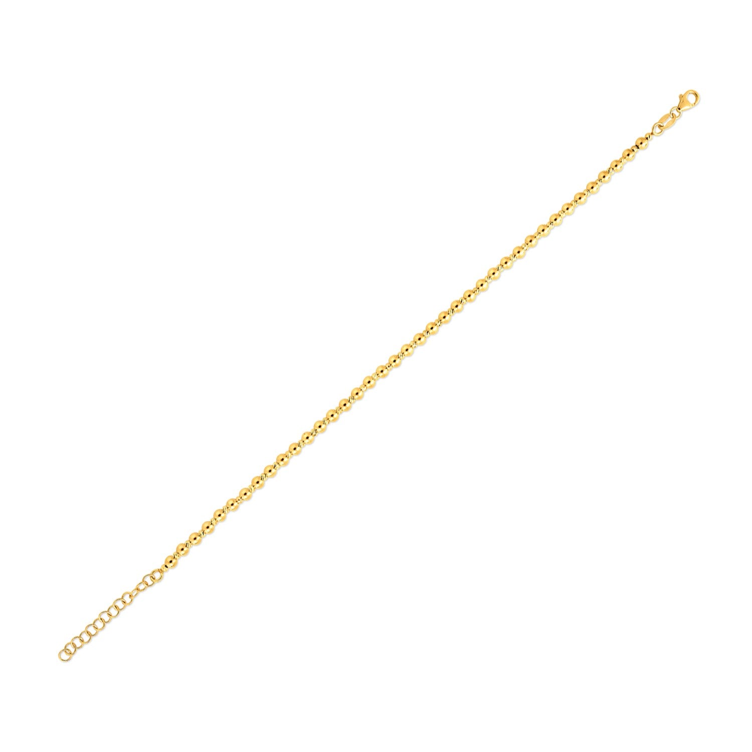 14k Yellow Gold Spaced Bead Bracelet (3.00 mm)