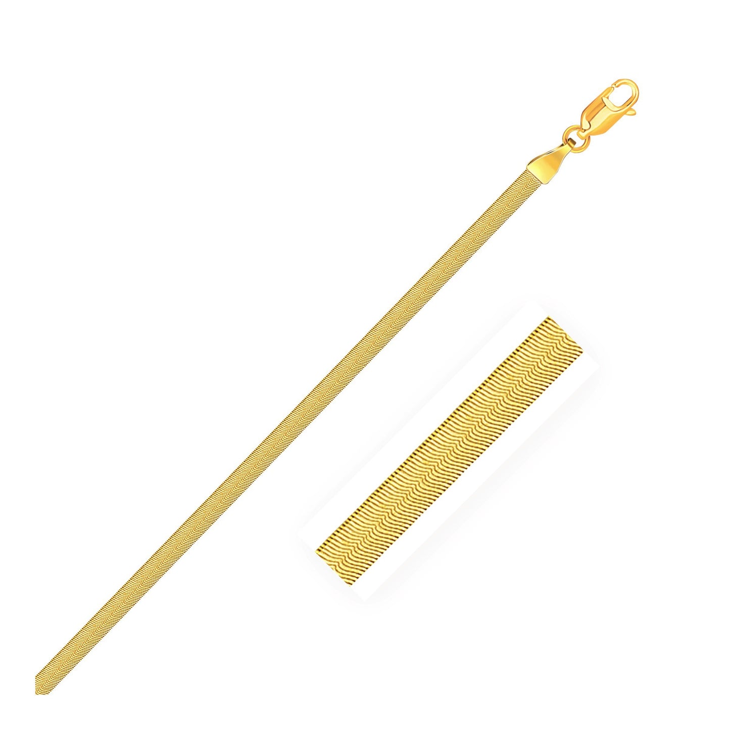 Imperial Herringbone Bracelet in 10k Yellow Gold (2.80 mm)