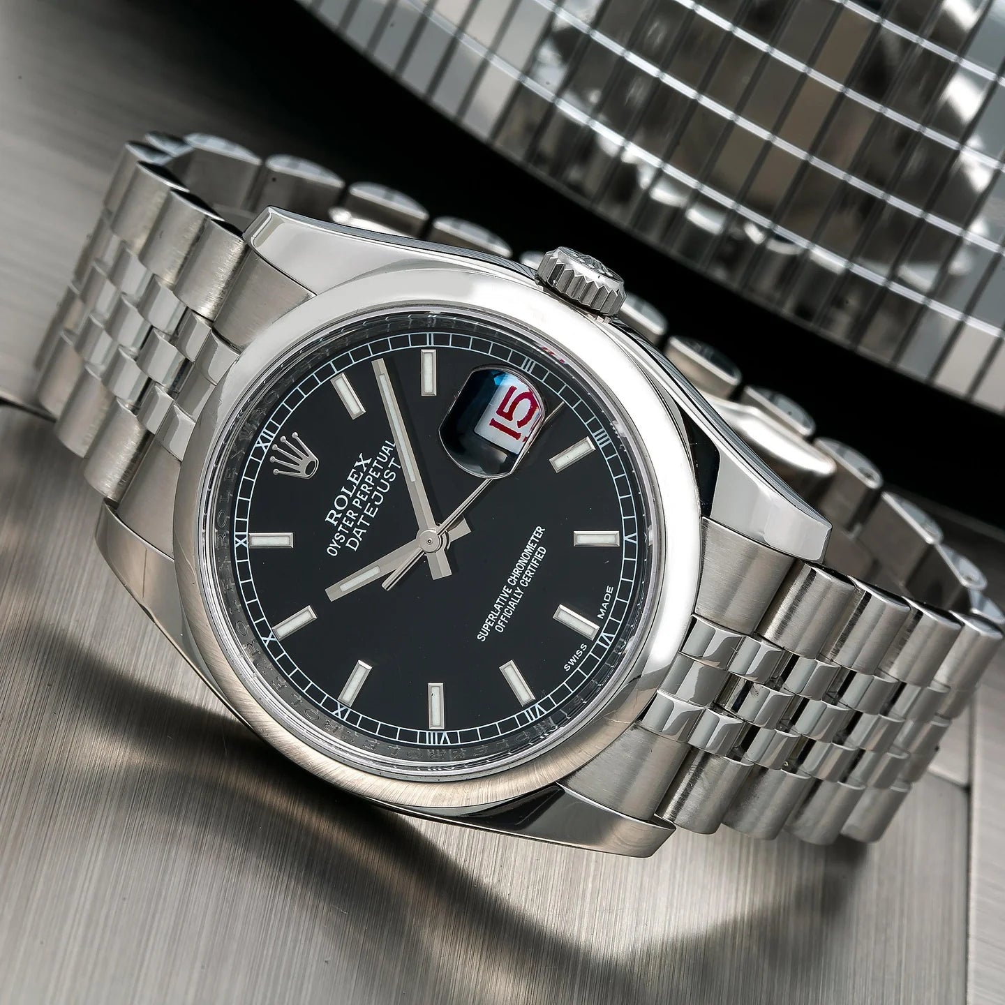 Rolex Datejust 36mm Black Stick Dial, Stainless Steel Jubilee Bracelet Watch