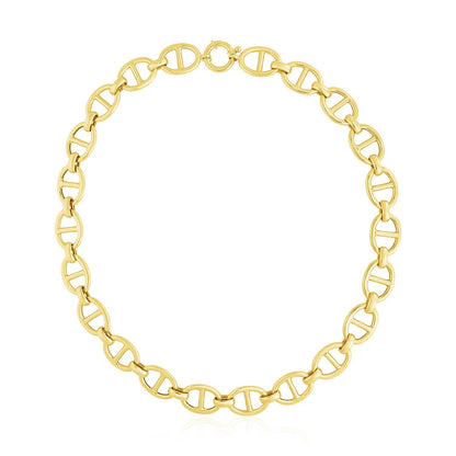 14k Yellow Gold High Polish Oval Mariner Link Necklace (13.8mm), front 