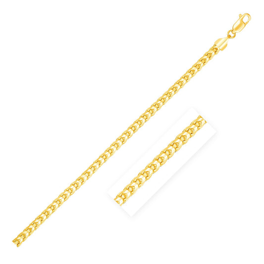 Size: 24'' - 14k Yellow Solid Gold Diamond Cut Round Franco Chain (2.70 mm)