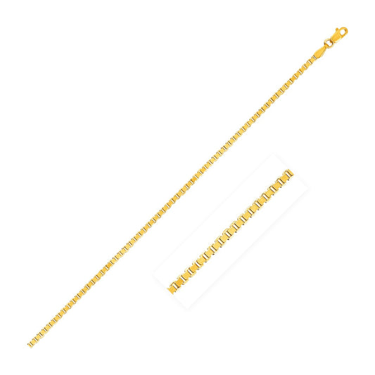 Size: 22'' - 14k Yellow Gold Semi Solid Box Chain (2.10 mm)