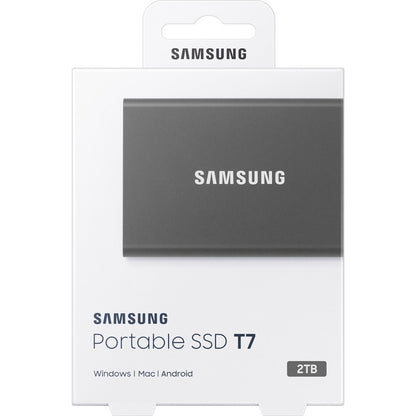 Samsung T7 MU-PC2T0T/AM 2 TB Portable Solid State Drive - External - PCI Express NVMe - Titan Gray