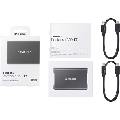 Samsung T7 MU-PC2T0T/AM 2 TB Portable Solid State Drive - External - PCI Express NVMe - Titan Gray