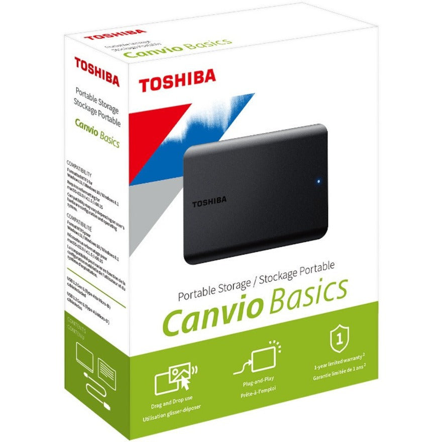 Toshiba Canvio Basics HDTB540XK3CA 4 TB Portable Hard Drive - External - Matte Black