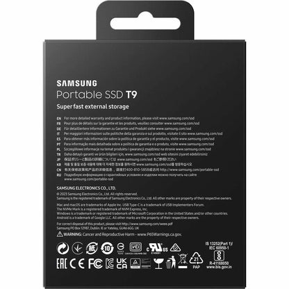 Samsung T9 4 TB Portable Rugged Solid State Drive - External - PCI Express NVMe - Black