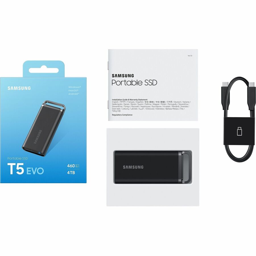 Samsung T5 EVO 4 TB Portable Solid State Drive - External - Black