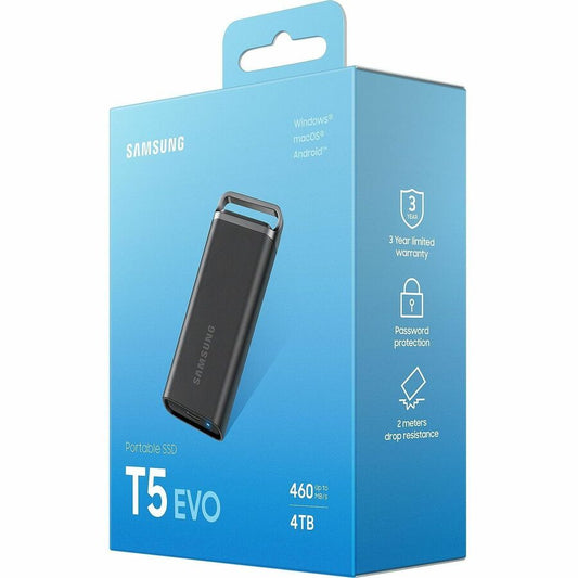 Samsung T5 EVO 4 TB Portable Solid State Drive - External - Black