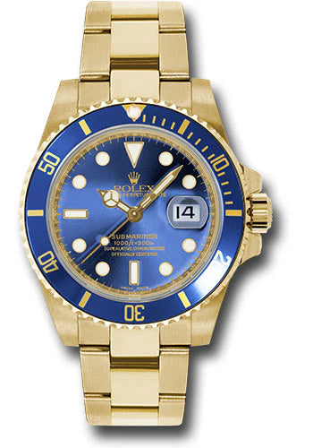 Rolex Submariner Date 40mm  Blue Dial, 18K Yellow Gold Oyster Bracelet Watch