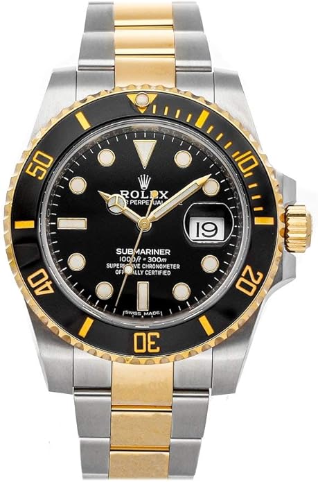 Rolex Submariner Date 40mm - Black Dial, Two Tone Stainless Steel &amp; 18K Yellow Gold Oyster Bracelet Watch Men's Rolex Submariner Black Two-Tone Oyster Bracelet Watch