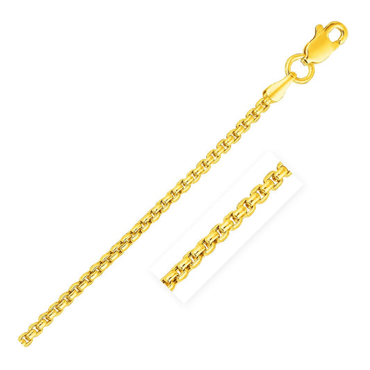 Size: 24'' - 14k Yellow Gold Solid Round Box Chain (1.6 mm)