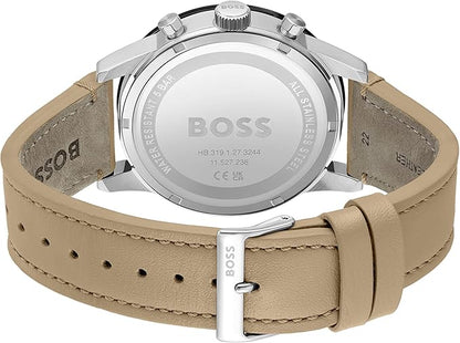 Hugo Boss Allure Men's Watch - Stainless Steel Leather Strap Chronograph Date Mens Watch