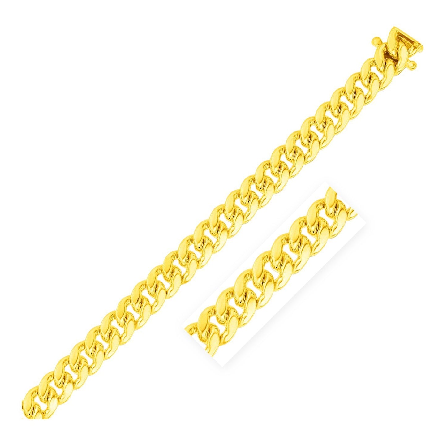 Size: 24'' - 10k Yellow Gold Classic Miami Cuban Solid Chain (8.20 mm)