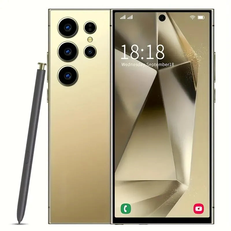 8GB+256GB I24 Ultra Android 13 Smartphone - 6.8"HD Display, 6000mAh Battery, Built- in Stylus Pen, Unlocked Cell Phone For Global Use(Gold)