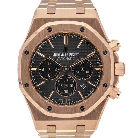 Audemars Piguet Royal Oak Selfwinding Chronograph 41mm Men's Watch Black Dial, 18K Rose Gold Bracelet