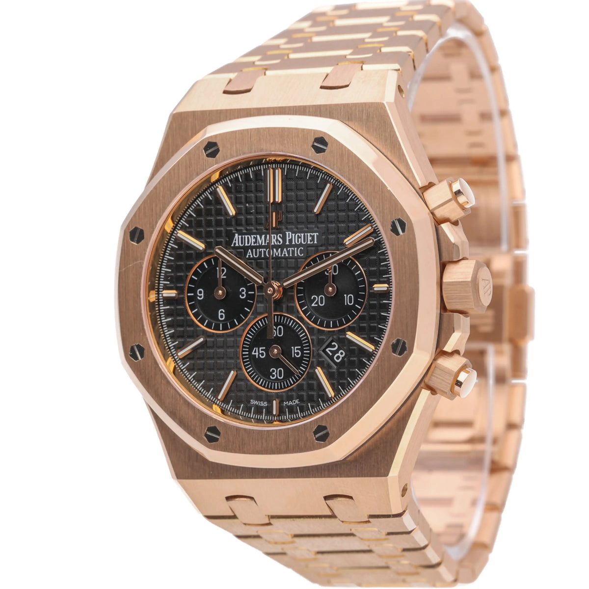 Audemars Piguet Royal Oak Selfwinding Chronograph 41mm Men's Watch Black Dial, 18K Rose Gold Bracelet