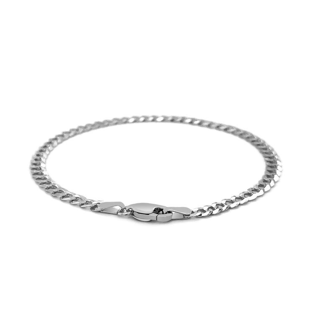 14k White Gold Solid Curb Bracelet (3.60 mm)