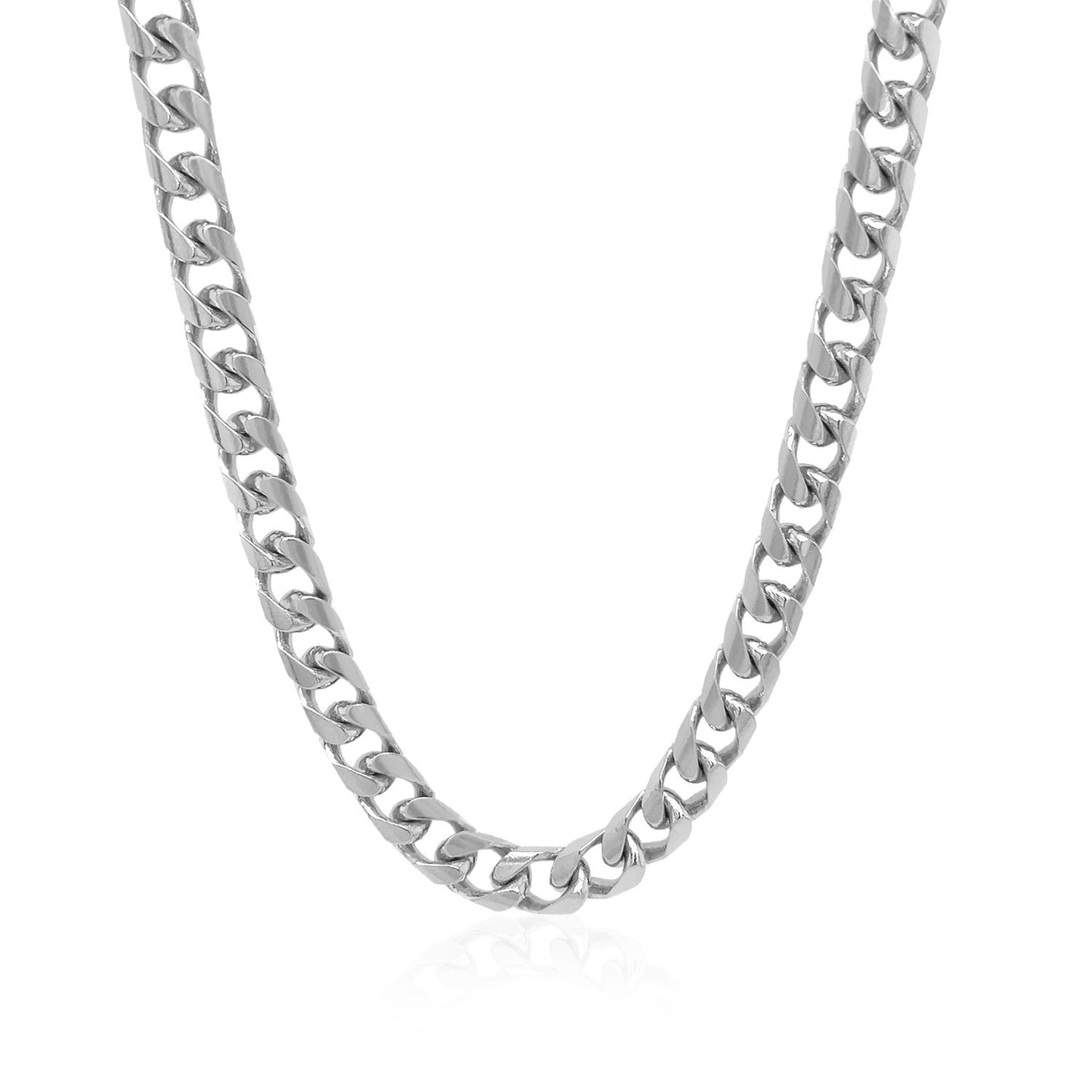 14k White Gold Solid Miami Cuban Chain (6.00 mm)