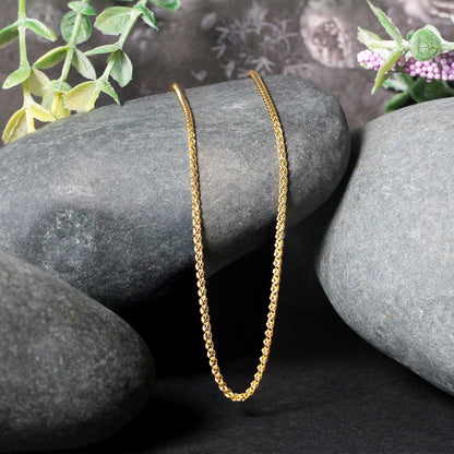 14k Yellow Gold Round Wheat Chain (1.5 mm)