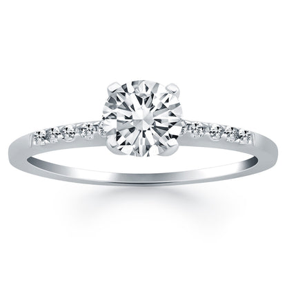 14k White Gold Engagement Ring Mounting with Diamond Band