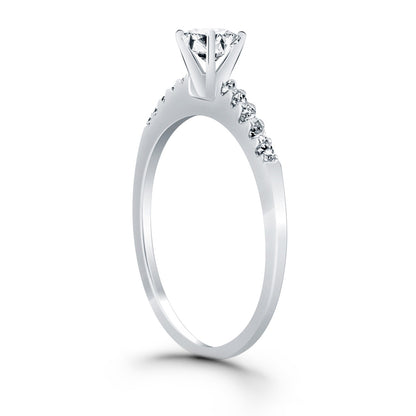 14k White Gold Engagement Ring Mounting with Diamond Band