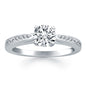 14k White Gold Cathedral Engagement Ring Mounting with Pave Diamonds