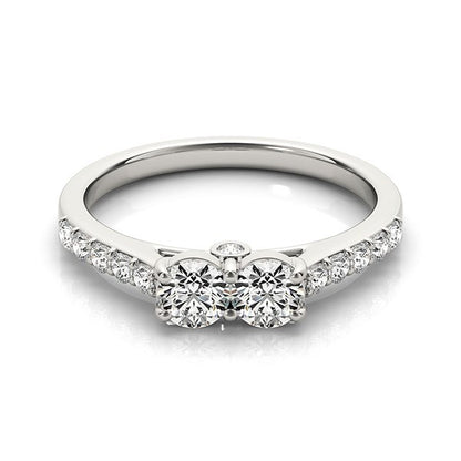 14k White Gold Round Two Stone Diamond Ring (3/4 cttw)