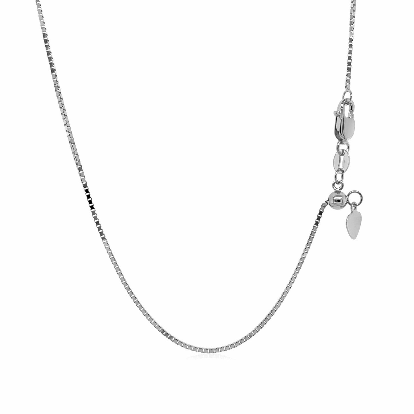 14k White Gold Adjustable Box Chain (0.85 mm)