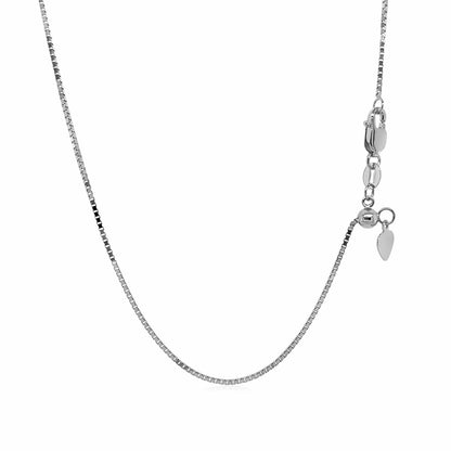 14k White Gold Adjustable Box Chain (0.85 mm)