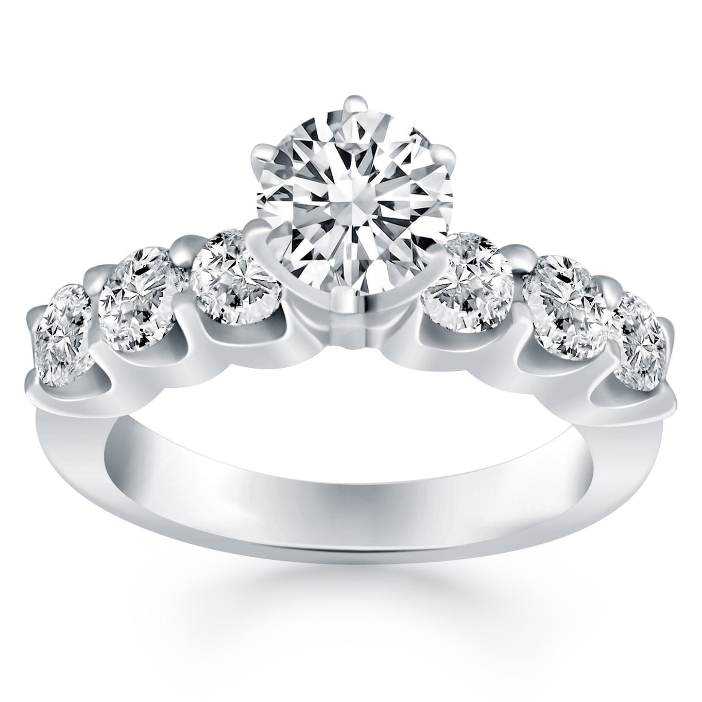 14k White Gold Shared Prong Diamond Engagement Ring