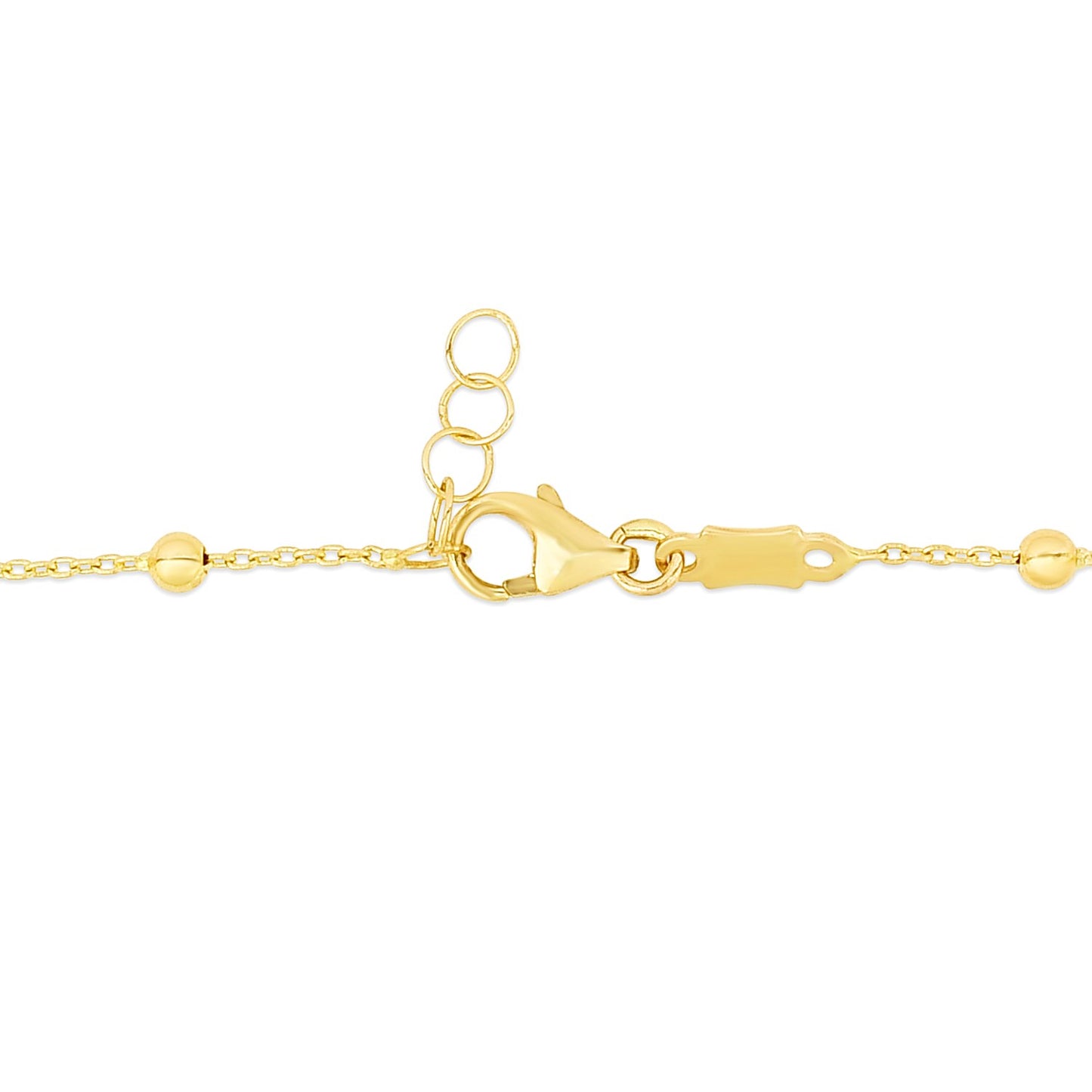 14k Yellow Gold Childrens Bracelet with Beads and Enameled Heart