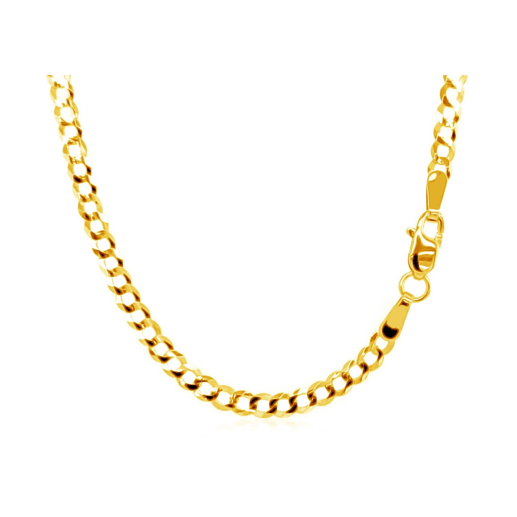 14k Yellow Gold Solid Curb Chain (2.60 mm)