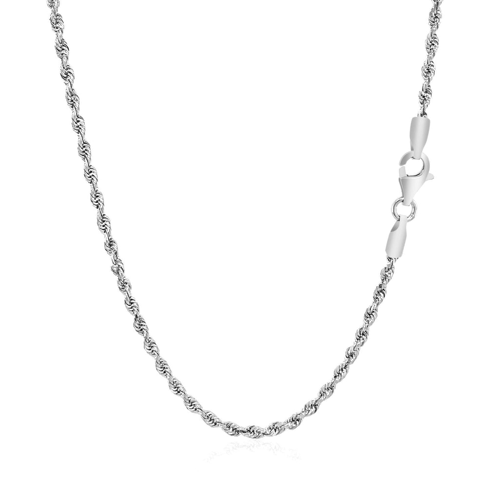 14k White Gold Solid Diamond Cut Rope Chain (2.00 mm)