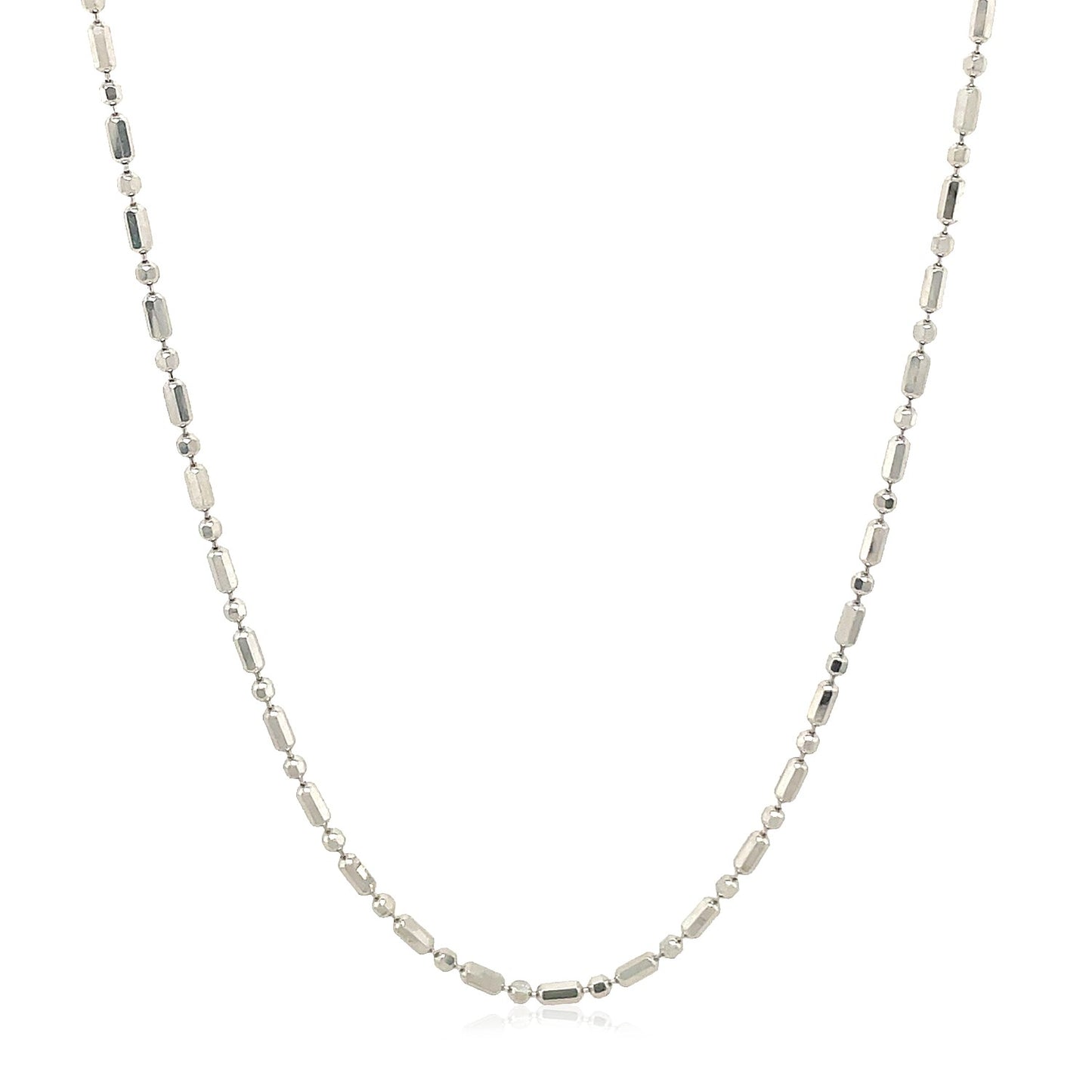 14k White Gold Diamond-Cut Alternating Bead Chain (1.30 mm)