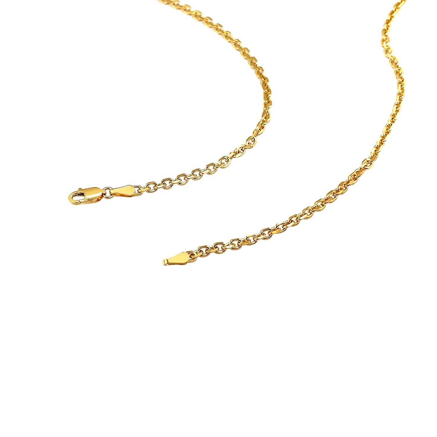 18k Yellow Gold Diamond Cut Cable Link Chain (2.60 mm)