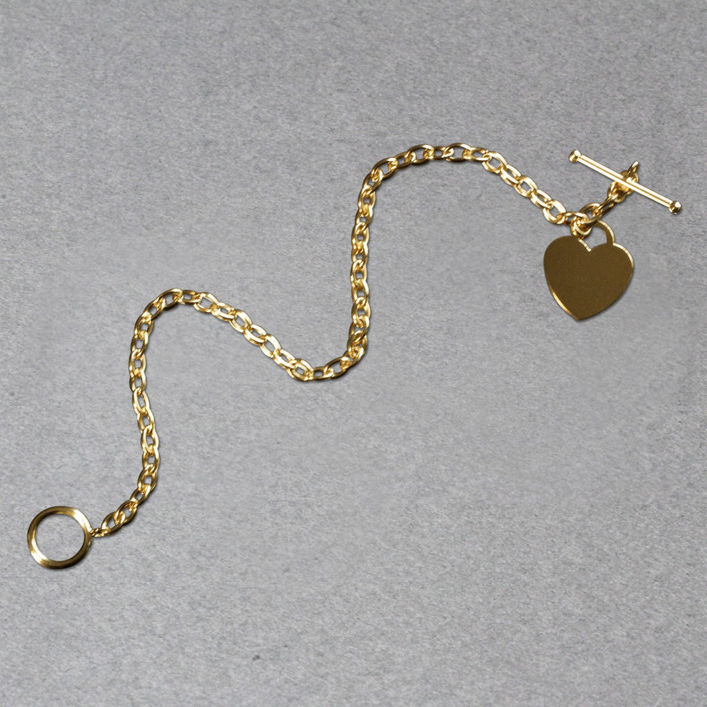 Toggle Bracelet with Heart Charm in 14k Yellow Gold (4.80 mm)