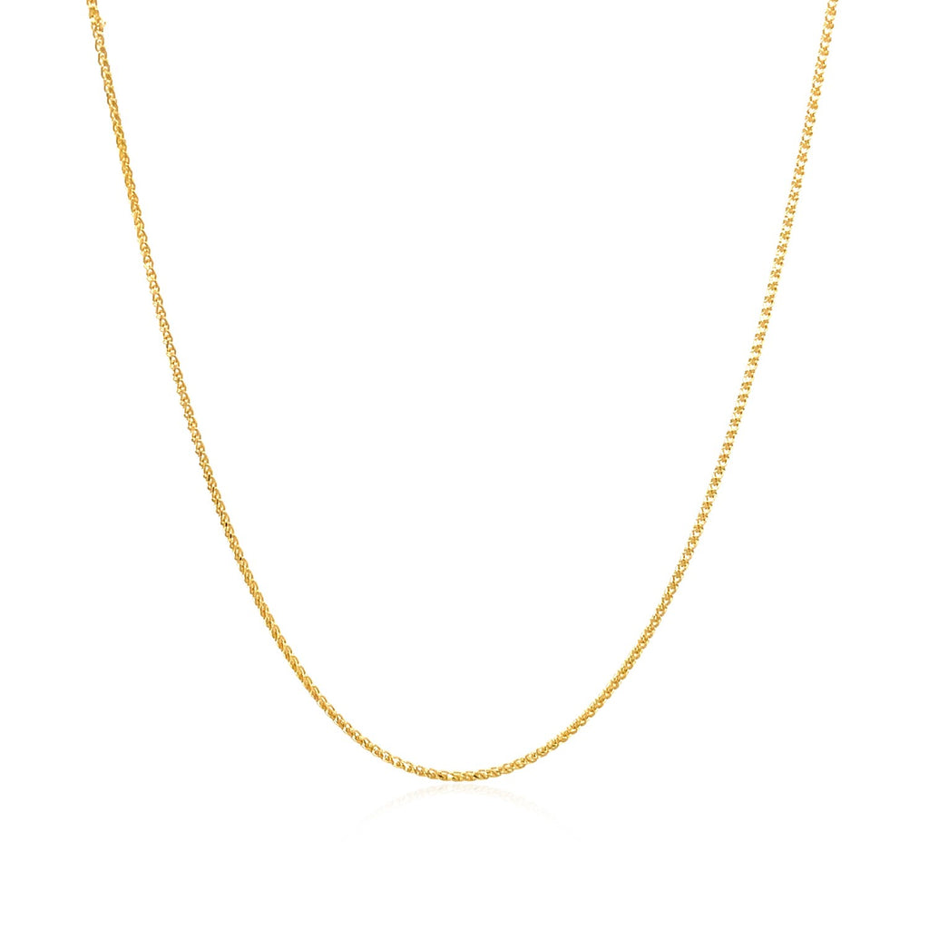 14k Yellow Gold Diamond Cut Round Wheat Chain (0.60 mm)