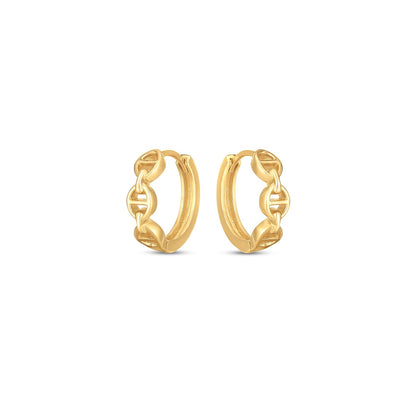 14k Yellow Gold Oval Mariner Huggies