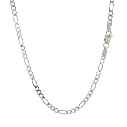 14k White Gold Solid Figaro Chain (2.60 mm)