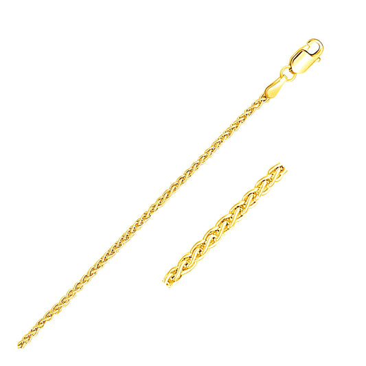 14k Yellow Gold Round Wheat Chain (2.1 mm)