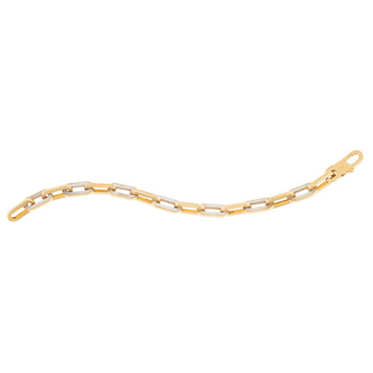 14k Yellow Gold MOP Paperclip Gem Link Bracelet (7.00 mm)