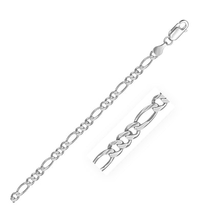 14k White Gold Solid Figaro Chain (3.80 mm)