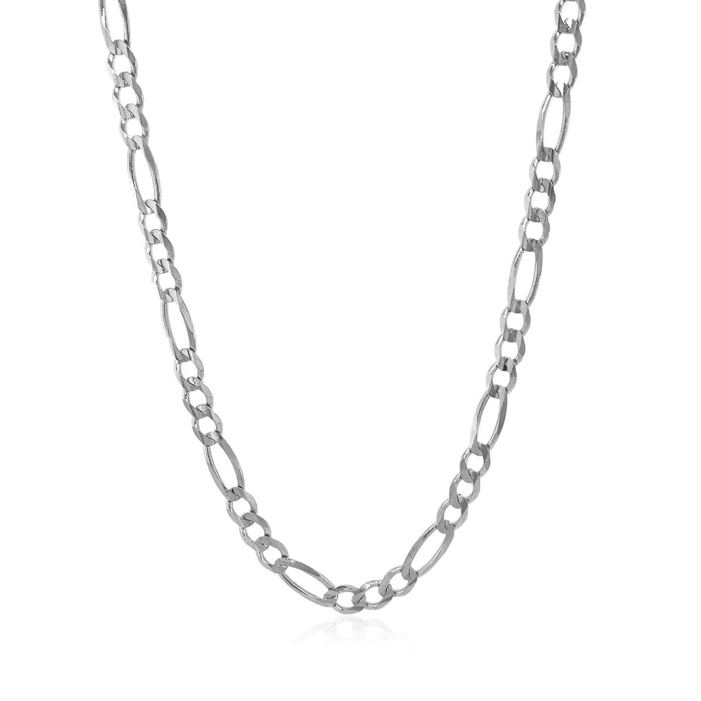 14k White Gold Solid Figaro Chain (3.80 mm)