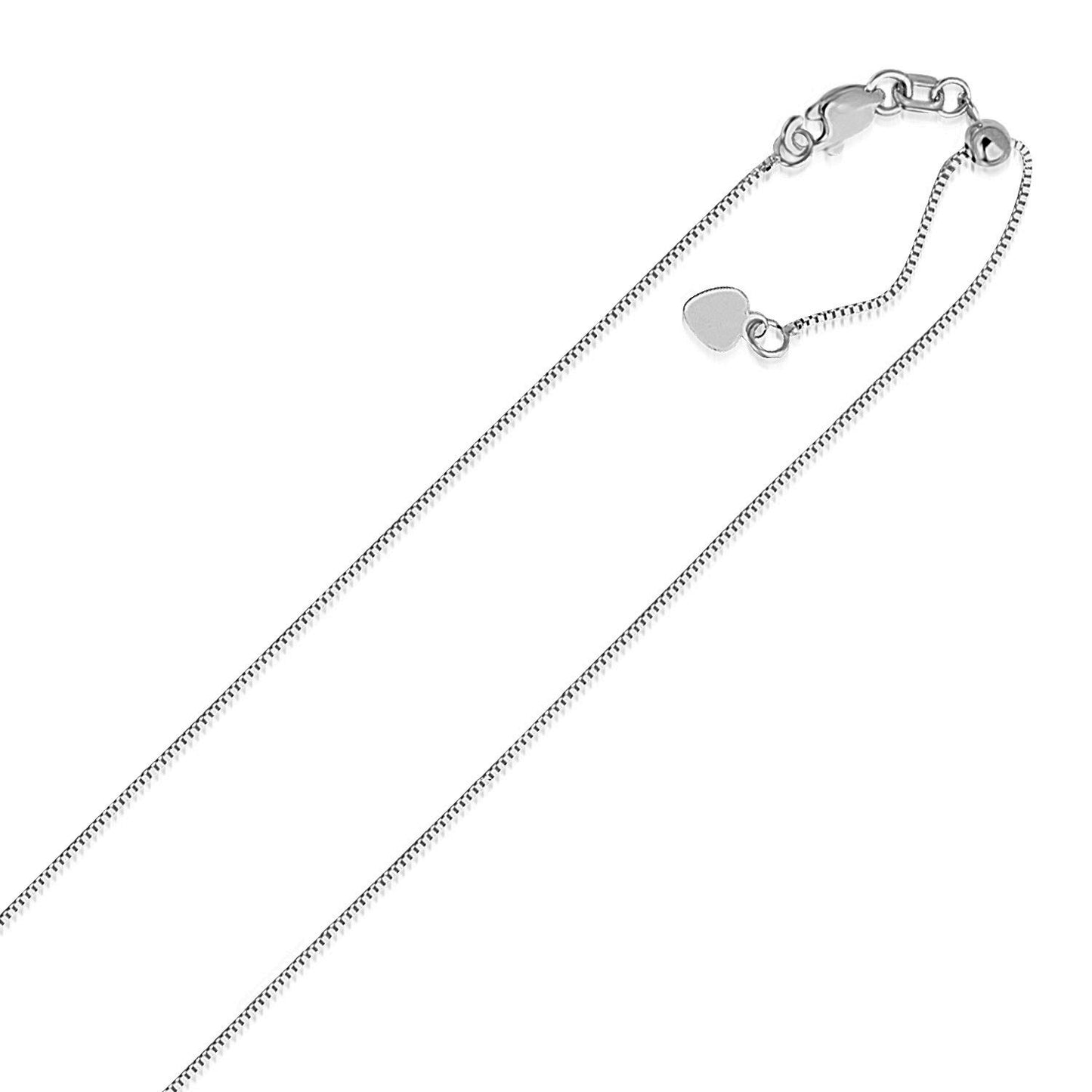 14k White Gold Adjustable Box Chain (0.70 mm)