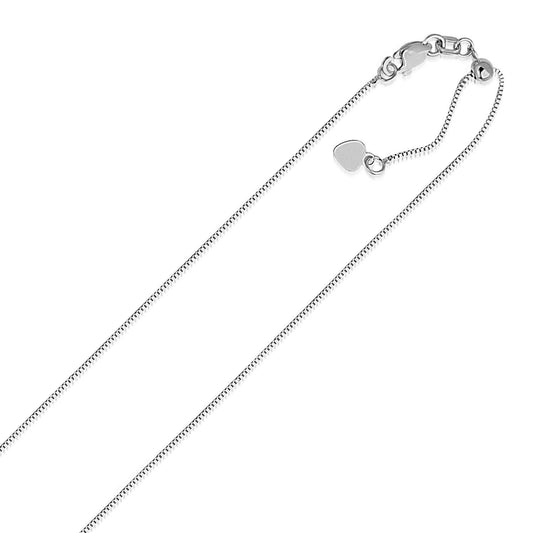 14k White Gold Adjustable Box Chain (0.70 mm)