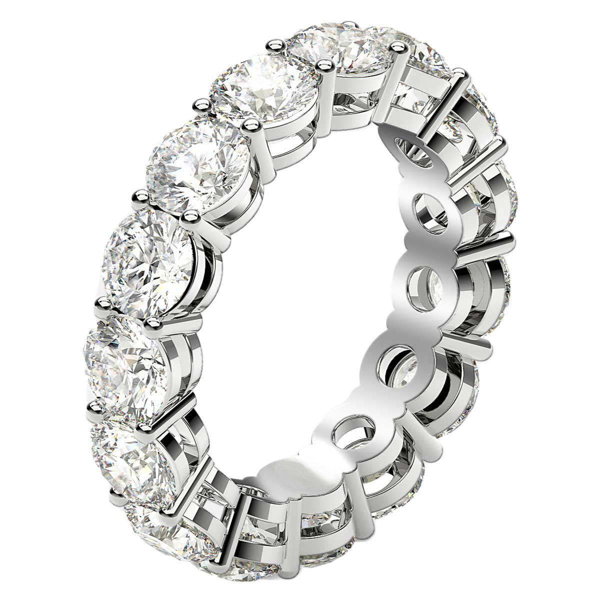 Round Cut Lab Grown Diamond Eternity Ring in 14k White Gold (5 cttw FG/VS2)