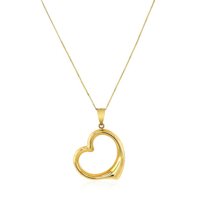 14k Yellow Gold Floating Heart Drop Pendant