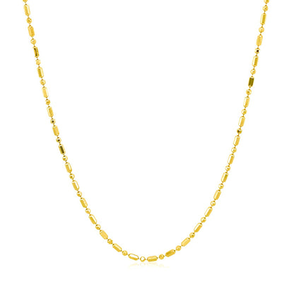 14k Yellow Gold Diamond-Cut Alternating Bead Chain (1.10 mm)