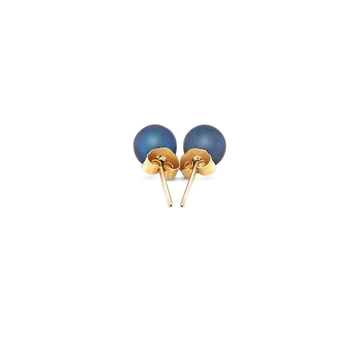 14k Yellow Gold Cultured Black Pearl Stud Earrings (6mm)