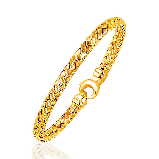 Fancy Weave Bangle in 14k Yellow Gold (5.00 mm)